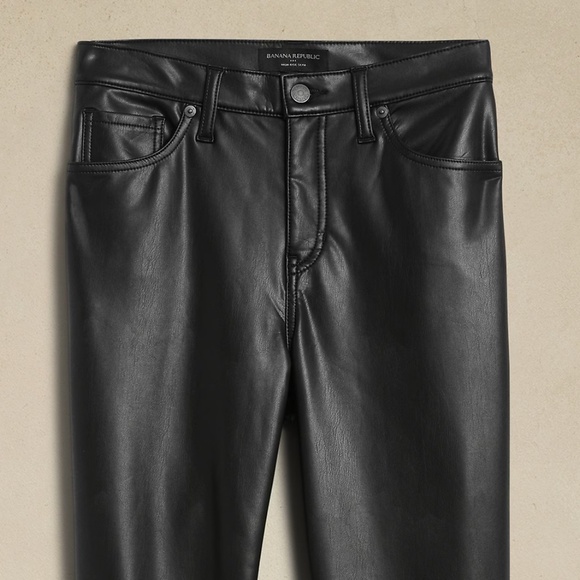 New Banana Republic VEGAN LEATHER HIGH-RISE SLIM PANT NWT - Picture 1 of 4